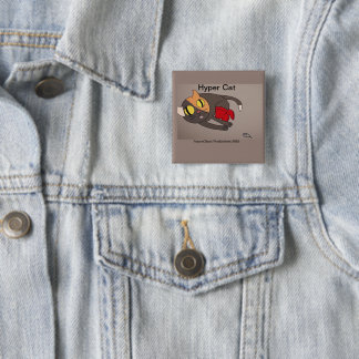 Badge Carré 5 Cm Bouton Hyper Cat Fusion OFFICIELLE