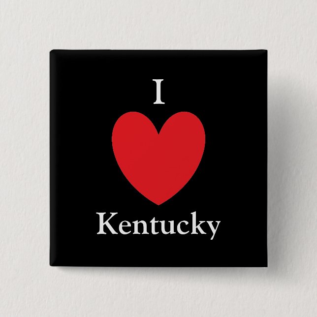 Badge Carré 5 Cm Bouton I Heart Kentucky (Devant)