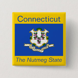 Badge Carré 5 Cm Bouton Indicateur Connecticut