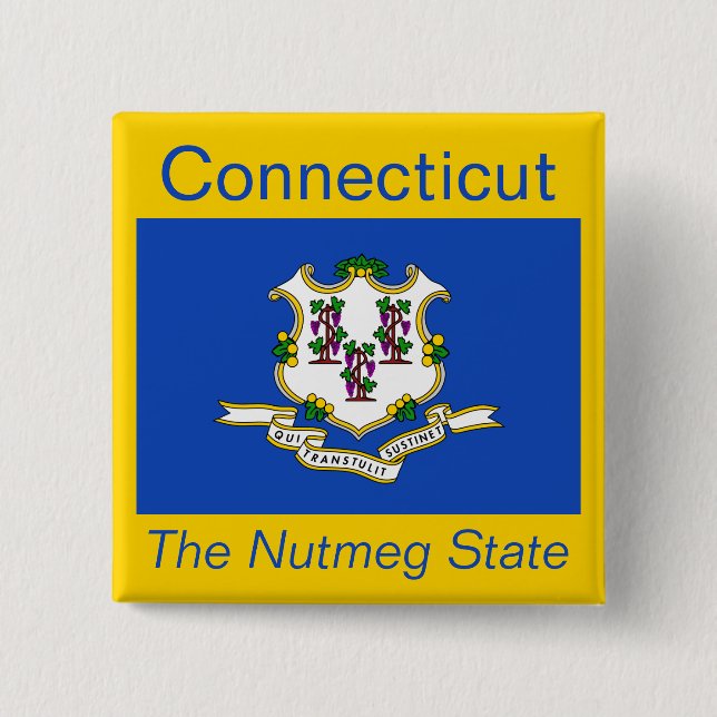 Badge Carré 5 Cm Bouton Indicateur Connecticut (Devant)