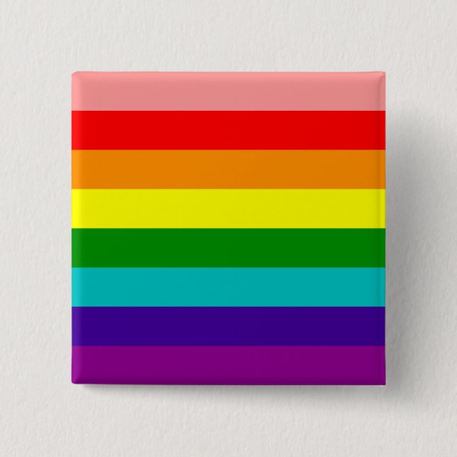 Badge Carré 5 Cm Bouton Indicateur du premier Gay pride arc-en-ciel (Devant)
