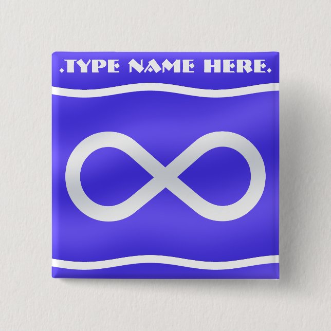 Badge Carré 5 Cm Bouton indigène de drapeau de Metis d'art de (Devant)