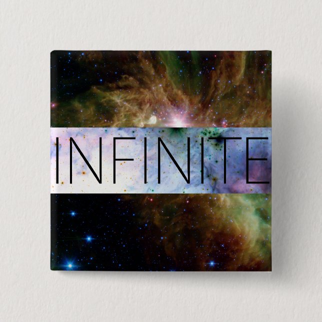 Badge Carré 5 Cm bouton infini (Devant)