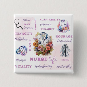 Badge Carré 5 Cm Bouton Infirmière