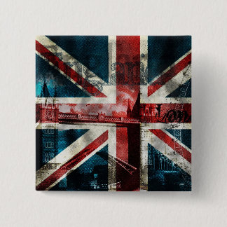 Badge Carré 5 Cm Bouton/insigne d'Union Jack