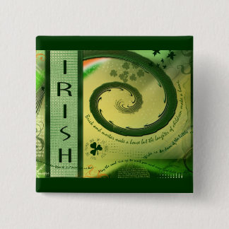 Badge Carré 5 Cm Bouton IRLANDAIS de SHAMROCK