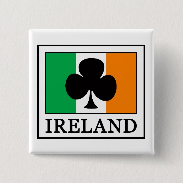 Badge Carré 5 Cm Bouton Irlande (Devant)