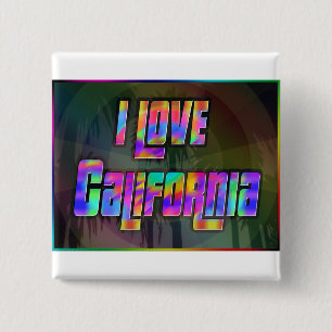 Badge Carré 5 Cm Bouton J'AIME Californie Bright Future
