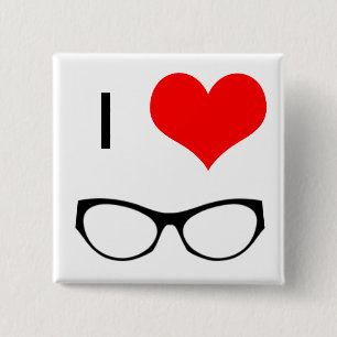 Badge Carré 5 Cm Bouton J'aime les lunettes