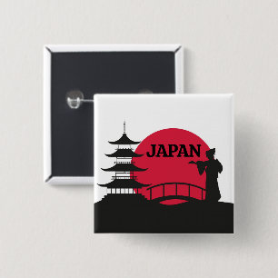 Badge Carré 5 Cm Bouton Japon