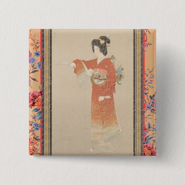 Badge Carré 5 Cm Bouton Japon (Devant)