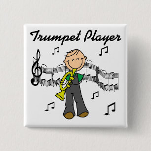 Badge Carré 5 Cm Bouton Joueur de Trompette