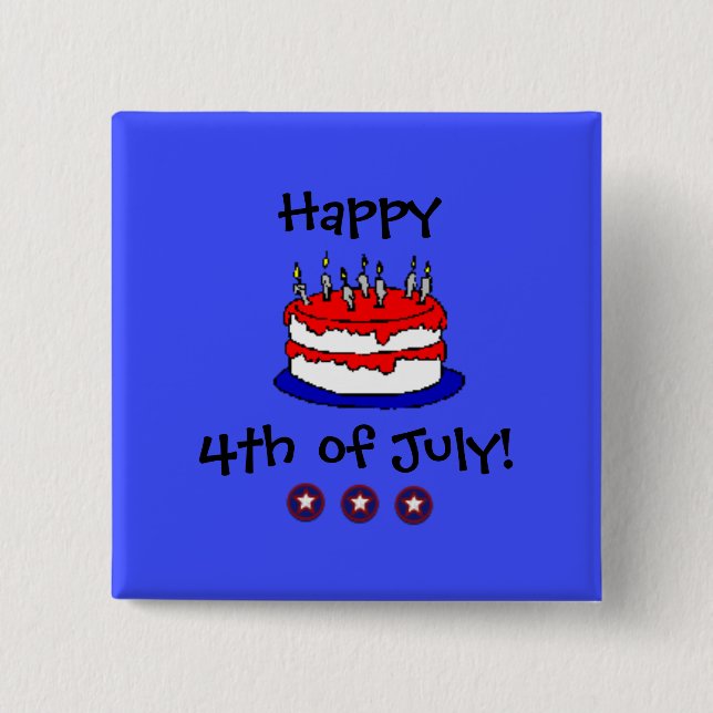 Badge Carré 5 Cm Bouton Joyeux 4 juillet (Devant)