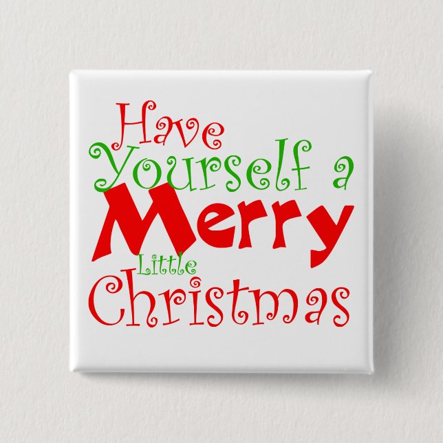 Badge Carré 5 Cm Bouton Joyeux Noël (Devant)