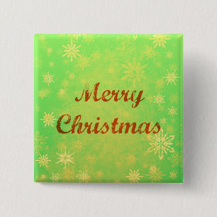 Badge Carré 5 Cm Bouton Joyeux Noël - Arrière - plan vert Festive