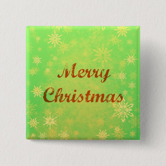 Badge Carré 5 Cm Bouton Joyeux Noël - Arrière - plan vert Festive (Devant)