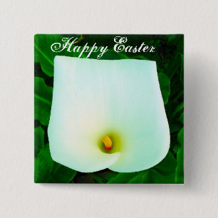 Badge Carré 5 Cm Bouton Joyeux Pâques