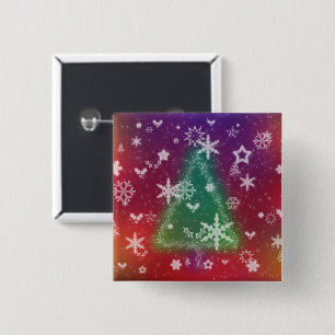 Badge Carré 5 Cm Bouton Joyeux Petit Noël