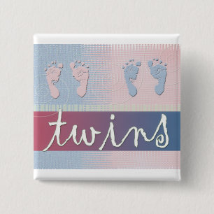 Badge Carré 5 Cm Bouton jumeau de garçon et de fille