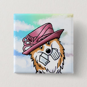 Badge Carré 5 Cm Bouton KiniArt Royal Corgi