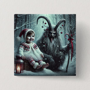 Badge Carré 5 Cm Bouton Krampus de Noël