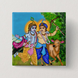 Badge Carré 5 Cm Bouton Krishna Balram