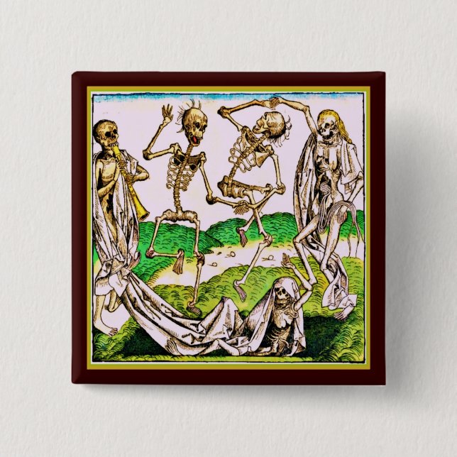 Badge Carré 5 Cm Bouton La Danse Macabre (Devant)