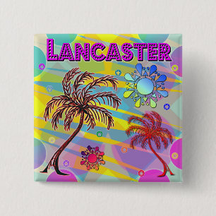Badge Carré 5 Cm Bouton Lancaster Happy et Hope