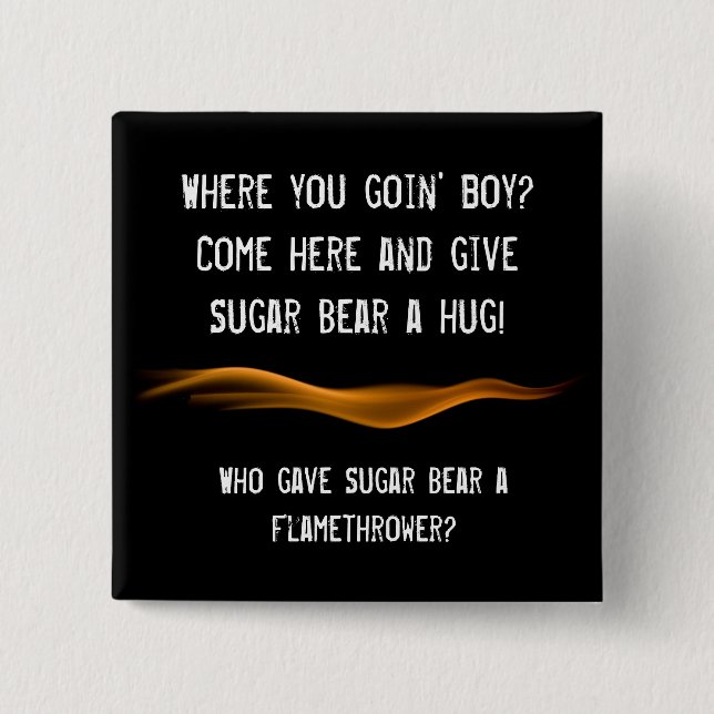 Badge Carré 5 Cm Bouton lance-flammes (Devant)