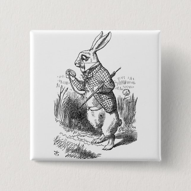 Badge Carré 5 Cm Bouton Lapin (Devant)