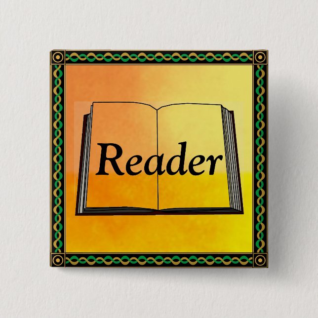 Badge Carré 5 Cm Bouton Lecteur (Devant)