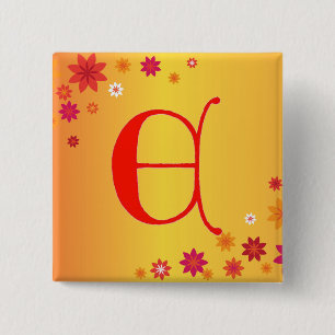 Badge Carré 5 Cm Bouton Lettre E