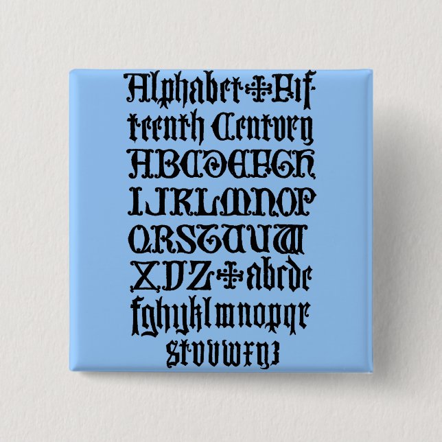 Badge Carré 5 Cm Bouton Lettres gothiques (Devant)