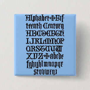 Badge Carré 5 Cm Bouton Lettres gothiques