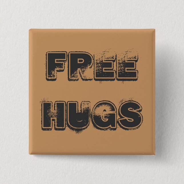 Badge Carré 5 Cm Bouton Libre Hugs (Devant)