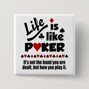 Badge Carré 5 Cm Bouton Life Like Poker
