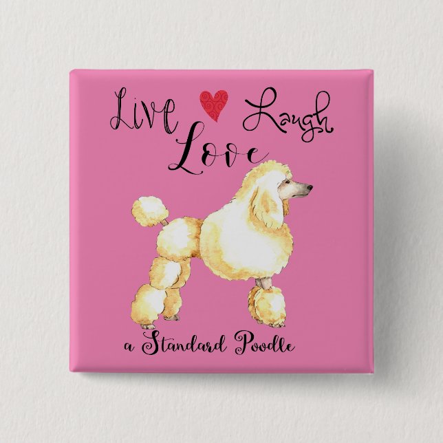 Badge Carré 5 Cm Bouton Live Laugh Love a Golden Retriever (Devant)