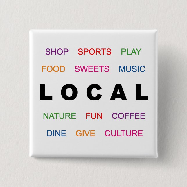 Badge Carré 5 Cm Bouton Live Local (Devant)