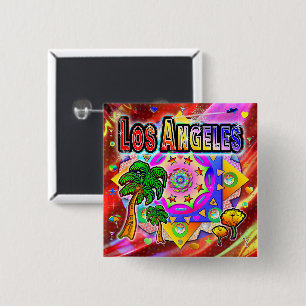 Badge Carré 5 Cm Bouton Los Angeles Tropical Friends