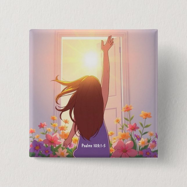 Badge Carré 5 Cm Bouton Louange (Devant)