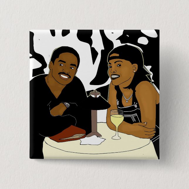 Badge Carré 5 Cm Bouton Love Jones (Devant)