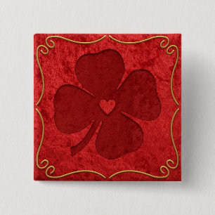 Badge Carré 5 Cm Bouton Lucky