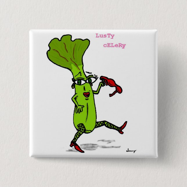 Badge Carré 5 Cm Bouton Lusty Celery (Devant)