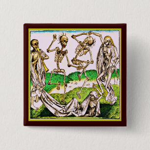 Badge Carré 5 Cm Bouton macabre de Danse de La