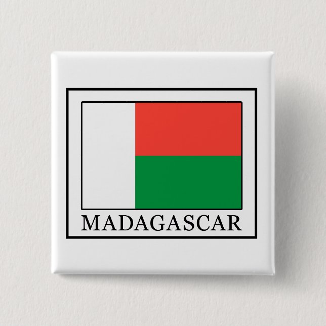 Badge Carré 5 Cm Bouton Madagascar (Devant)