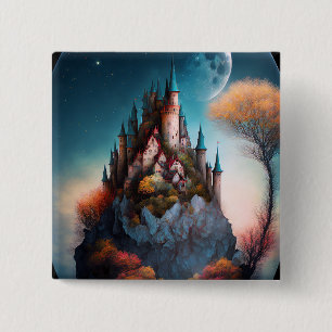 Badge Carré 5 Cm Bouton Magique Imaginaire Castle