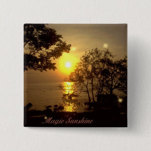 Badge Carré 5 Cm Bouton Magique Sunshine