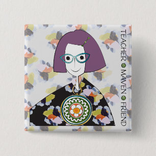 Badge Carré 5 Cm Bouton Mah Jongg Maven