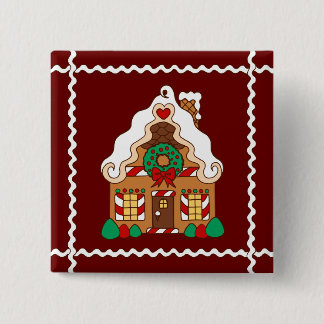 Badge Carré 5 Cm Bouton Maison pain d'épices