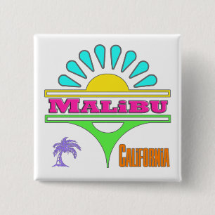 Badge Carré 5 Cm Bouton "Malibu couleur 1"